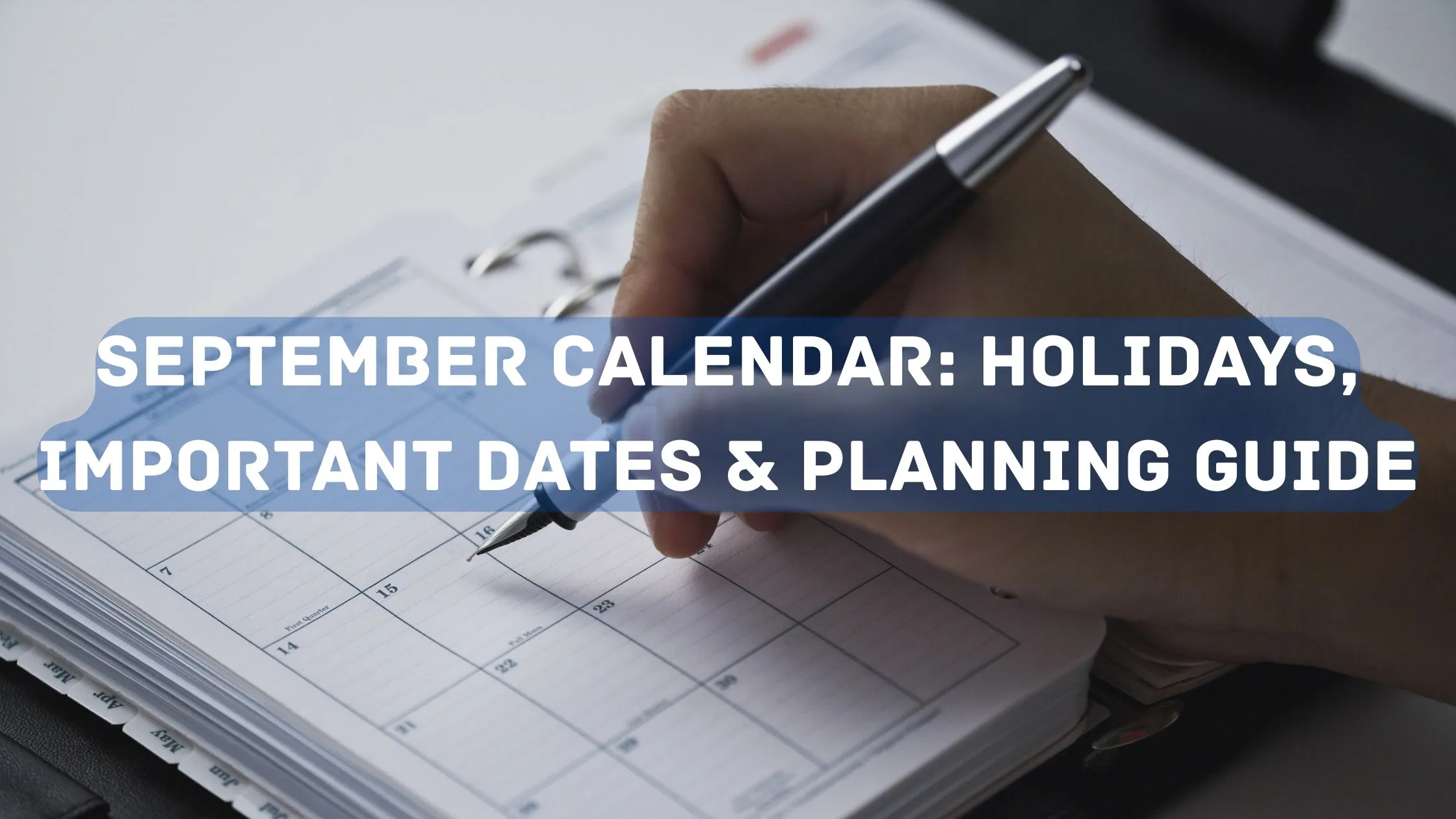 September calendar with autumn leaves and planning notes